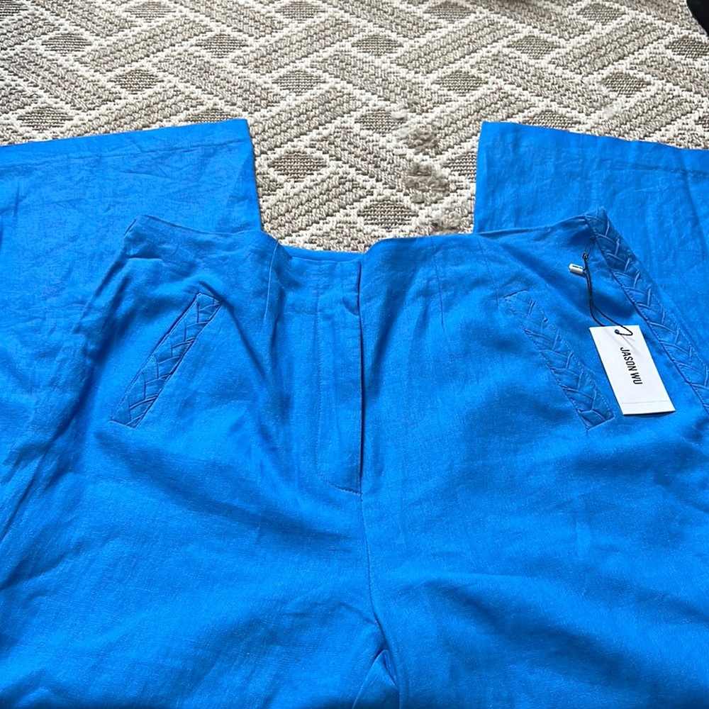 Jason Wu Womens Wide leg Royal Blue Linen Blend Size 6